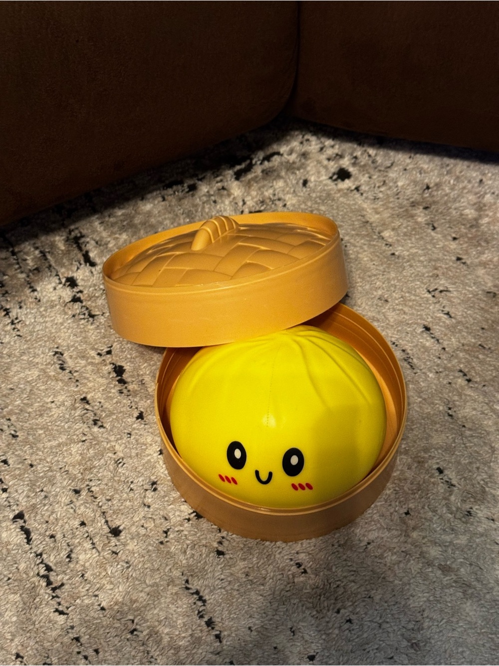 Kawaii Yellow RMS Squishy Dumpling Toy in Bamboo Steamer Case - HUGE